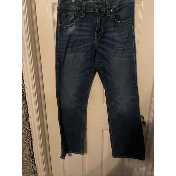 Silver Mens Blue Dark Indigo Wash Zac Relaxed Fit Straight Leg Jeans Size 31 - Picture 15 of 16